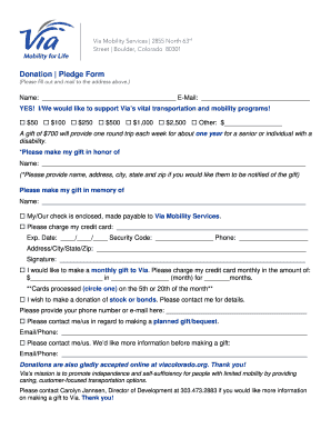 Via Mobility Services Donation Pledge Form