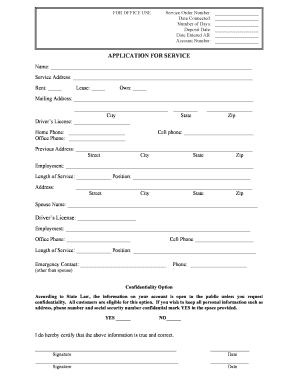 Galveston County Water and Sewer Service Application