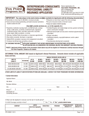 Professional Liability Insurance Application