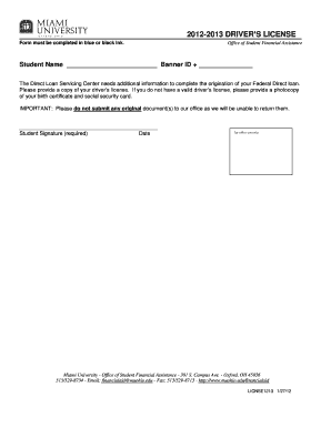 Driver's License Request Form