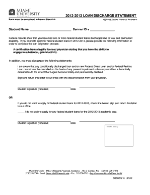 2012-2013 Loan Discharge Statement
