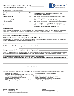 Schadenanzeige zur Reise-Rücktrittsversicherung