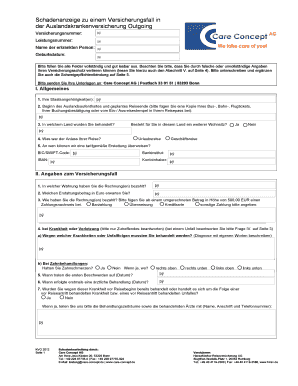 Schadenanzeige zu einem Versicherungsfall in der Auslandskrankenversicherung Outgoing