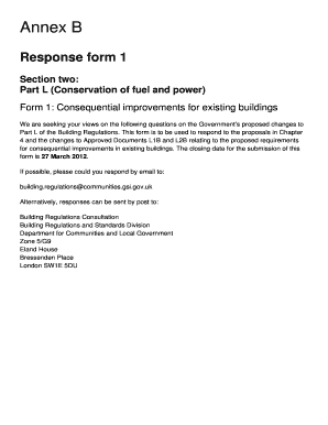 UK Building Regulations Consultation Form