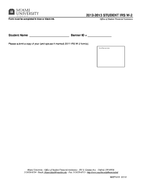 2012-2013 Student IRS W-2 Form
