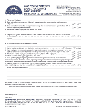 Employment Practices Liability Insurance Application
