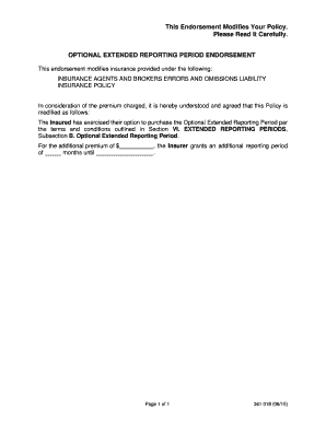 Optional Extended Reporting Period Endorsement