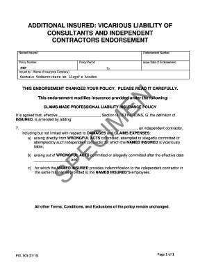 Additional Insured Endorsement for Consultants