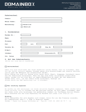 Paketwechsel Formular