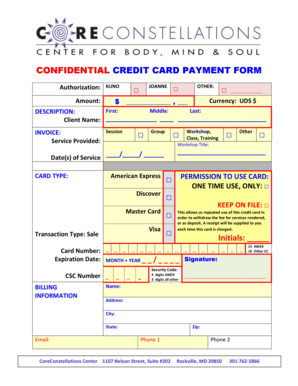 Confidential Credit Card Payment Form