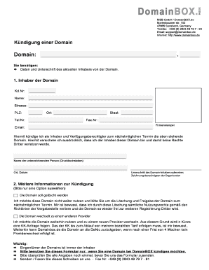 Kündigung einer Domain