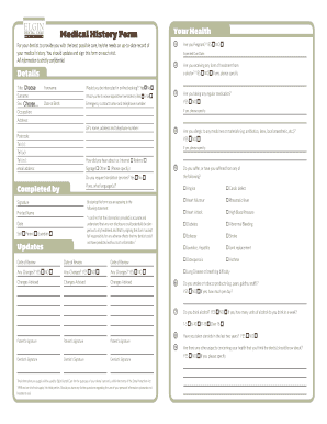 Medical History Form for Dental Care