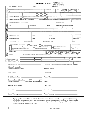 California Death Certificate Request Form