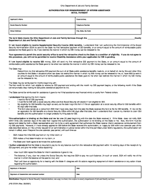 Ohio SSI Interim Assistance Reimbursement Authorization