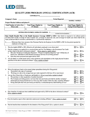 QUALITY JOBS PROGRAM ANNUAL CERTIFICATION ACR