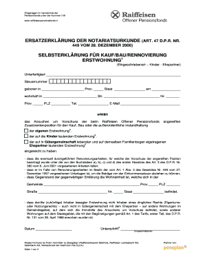 ERSATZERKLÄRUNG DER NOTARIATSURKUNDE