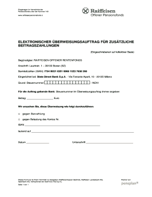 Elektronischer Überweisungsauftrag für zusätzliche Beitragszahlungen