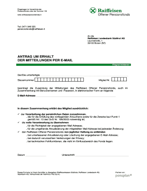 Anfrage auf Erhalt der Mitteilungen per E-Mail