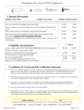 Washington State Grant Application