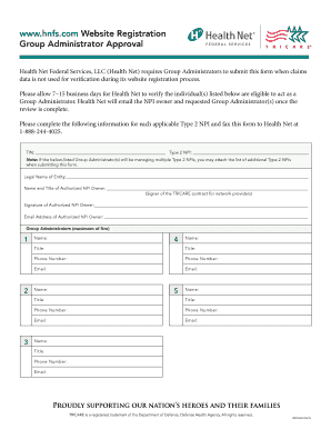 Health Net Group Administrator Approval Form