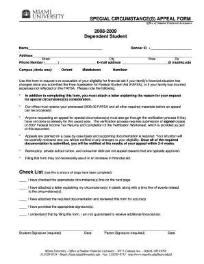 Special Circumstance Appeal Form