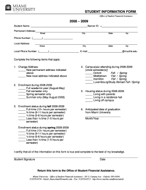Student Information Form