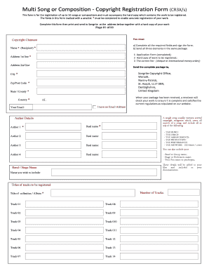 Multi Song or Composition Copyright Registration Form
