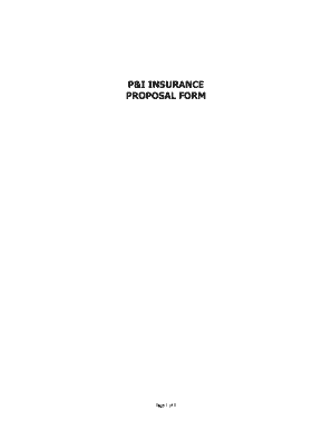 P&I Insurance Proposal Form
