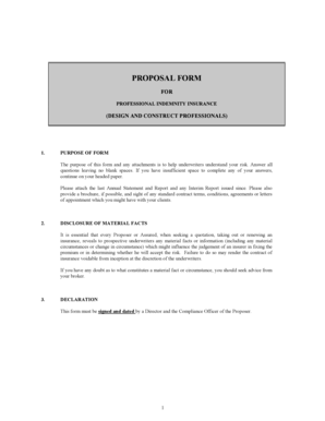 Professional Indemnity Insurance Proposal Form