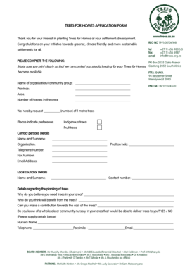 Trees for Homes Application Form