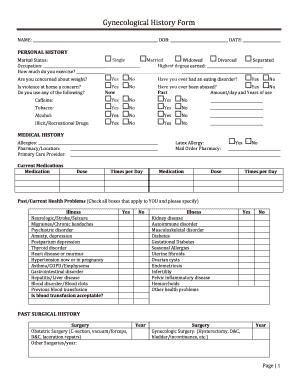 Gynecological History Form