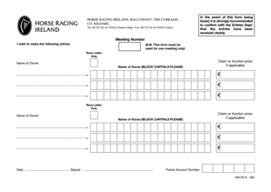 Horse Racing Ireland Entry Form