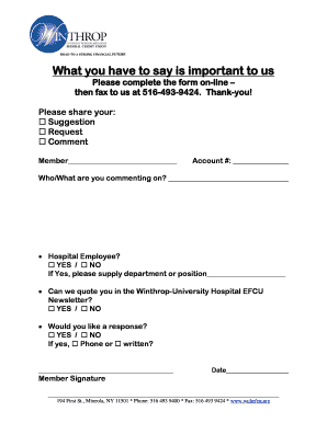 Winthrop-University Hospital Feedback Form