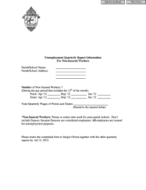 Unemployment Quarterly Report for Parish/School Workers