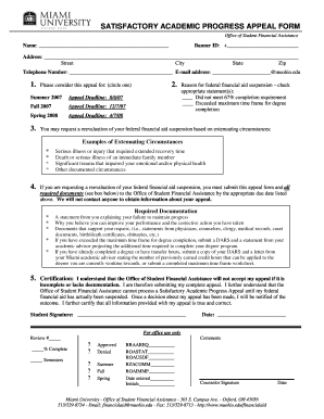 Satisfactory Academic Progress Appeal Form