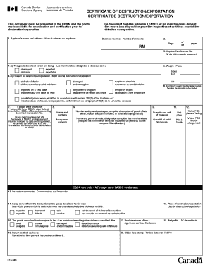 Certificate of Destruction/Exportation