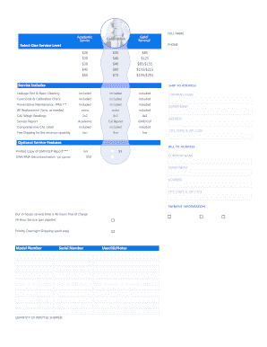 Pipette Service Calibration Gold Renewal Form