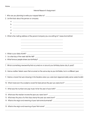 Internet Research Assignment Form