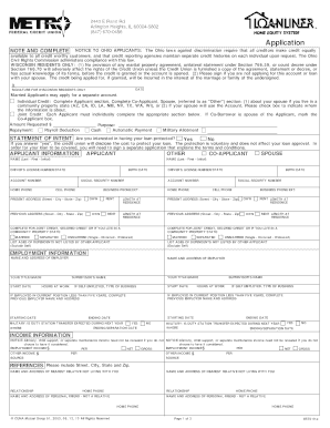 METRO Federal Credit Union Loan Application