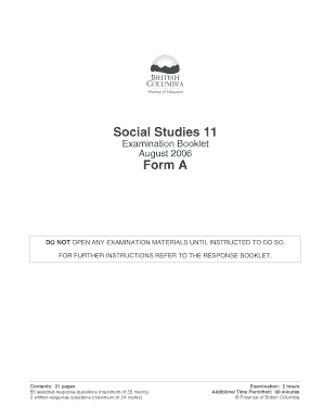 Social Studies 11 Examination Booklet