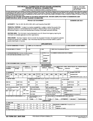 DOD Medical Examination Report Form