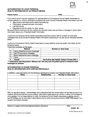 Authorization to Leave Personal Health Information