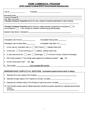 SCIPP Environmental Questionnaire