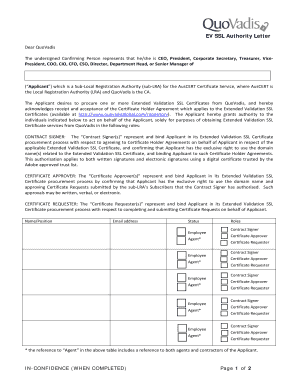 EV SSL Authority Letter