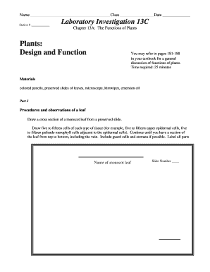 Life Science Lab 13C: Plant Functions