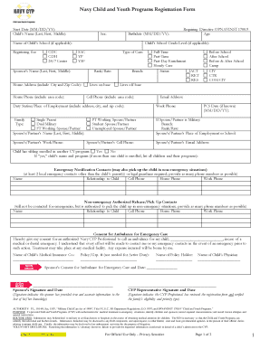 Navy Child and Youth Programs Registration bFormb 1 - Navy CNIC E bb