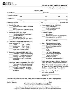 Student Information Form