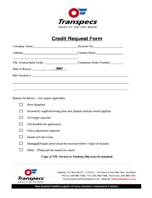 Credit Request Form