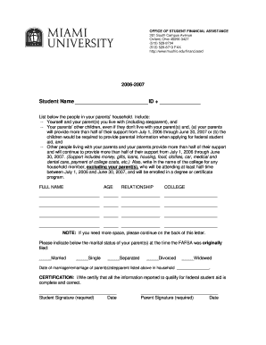 Student Financial Aid Application Form