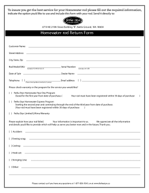 Homewater Rod Return Form